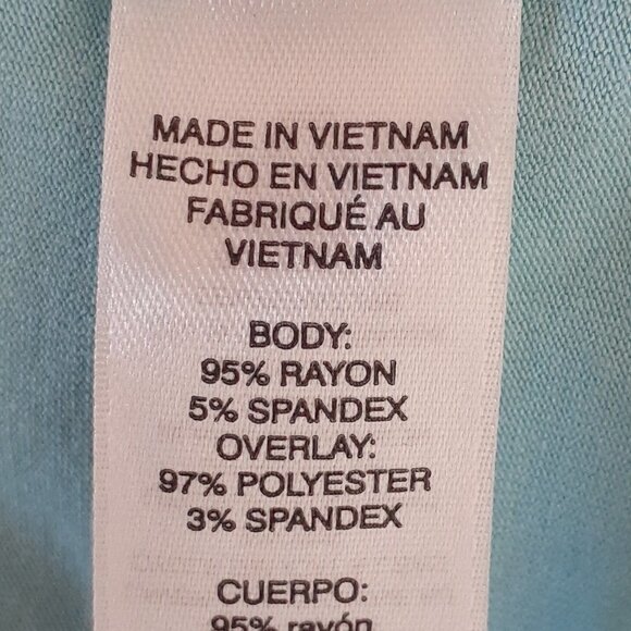 Chico's Short Sleeve Aqua Hi-Low Tunic Top w Overlay; Size Medium / 8 - Picture 7 of 8